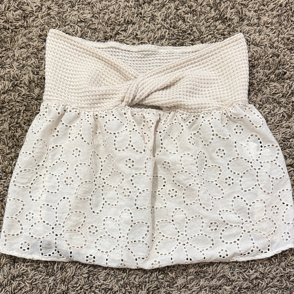 SHEIN Cream Floral Eyelet Women's Tunic